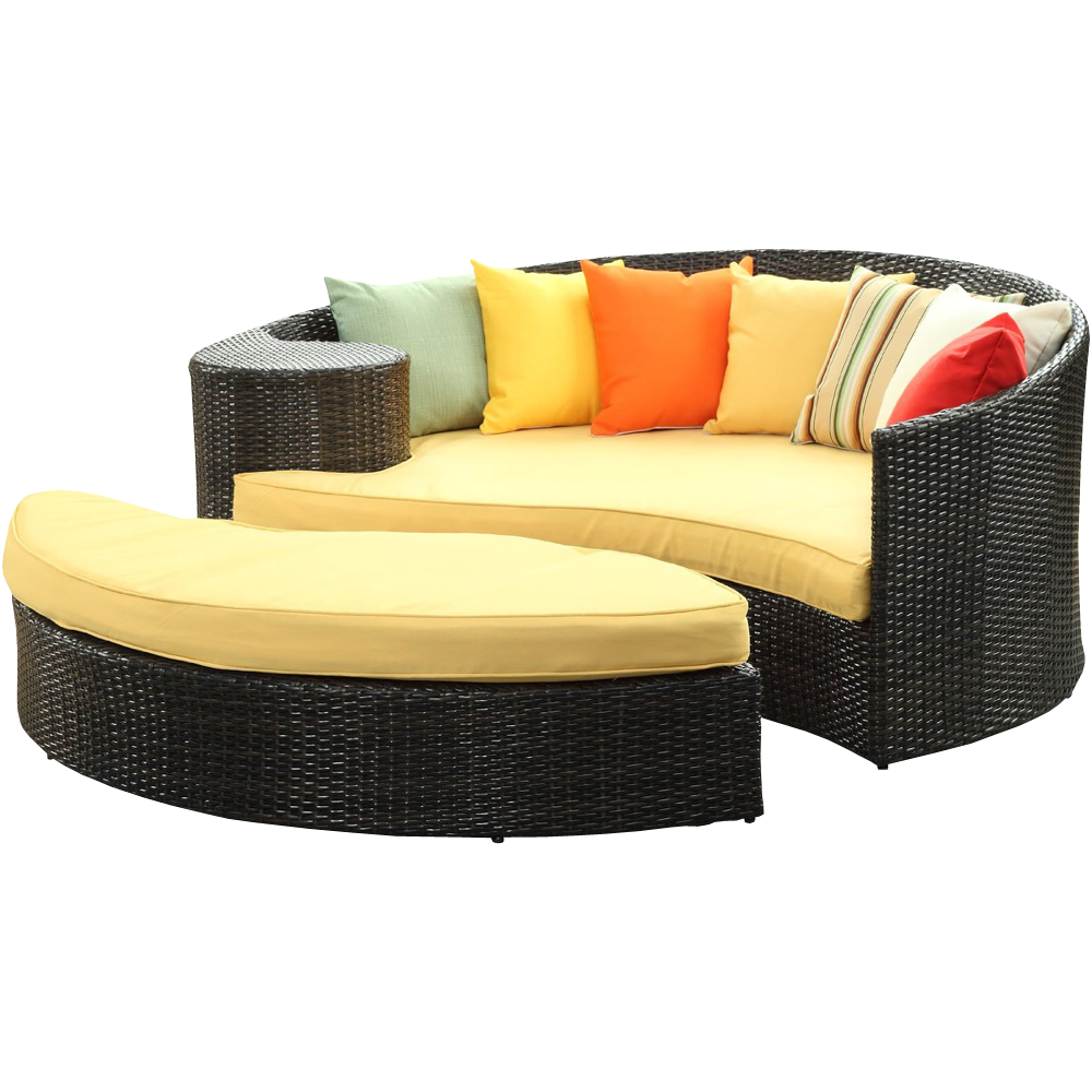LexMod Taiji Outdoor Wicker Patio Daybed with Ottoman in Espresso