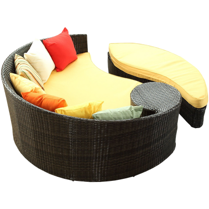 LexMod Quest Circular Outdoor Wicker Rattan Patio Daybed