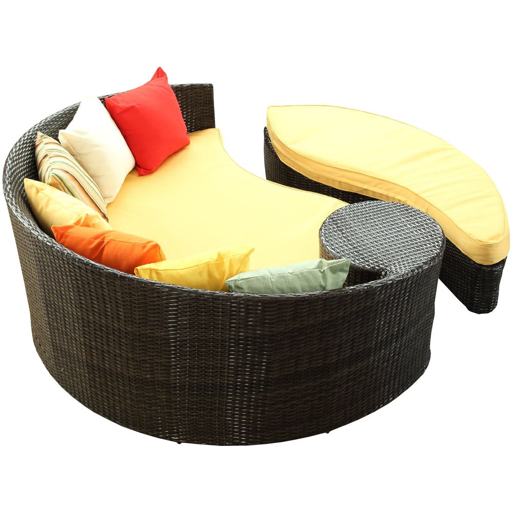 LexMod Taiji Outdoor Wicker Patio Daybed with Ottoman in Espresso
