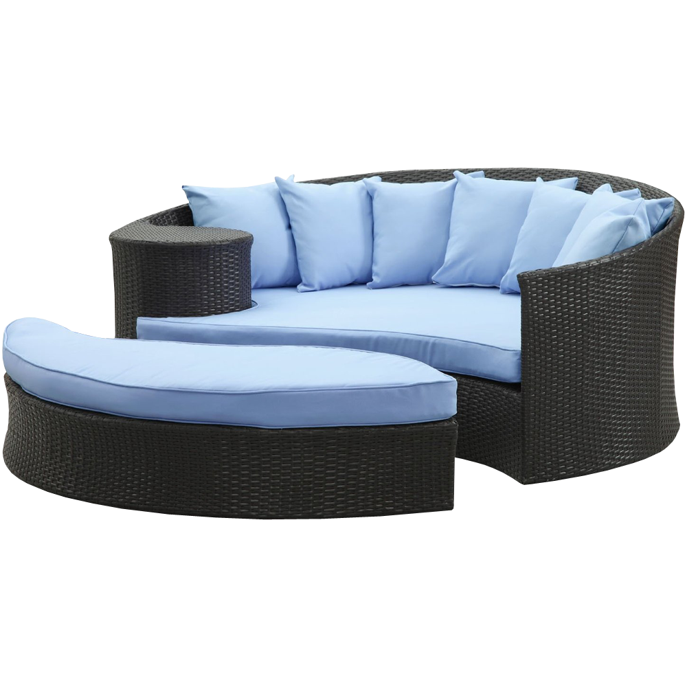 LexMod Taiji Outdoor Wicker Patio Daybed with Ottoman in Espresso