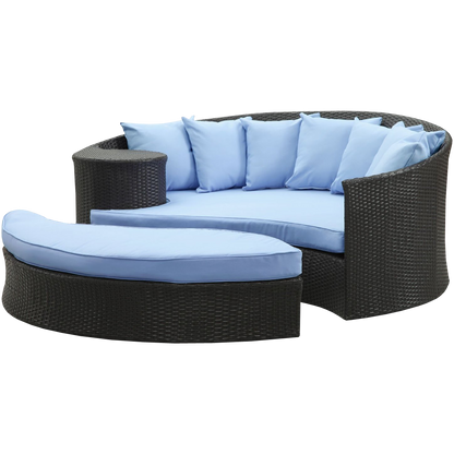 LexMod Taiji Outdoor Wicker Patio Daybed with Ottoman in Espresso