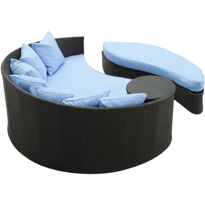 LexMod Taiji Outdoor Wicker Patio Daybed with Ottoman in Espresso