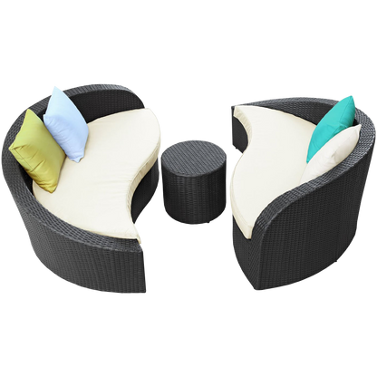 LexMod Twirl Outdoor Wicker Patio 3 Piece Sofa Set