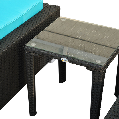 Outsunny 3-Piece Rattan Wicker Patio Chaise Lounge Chair Set with Table