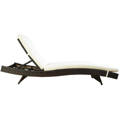 Outsunny Adjustable PE Rattan Wicker Patio Chaise Lounge Chair