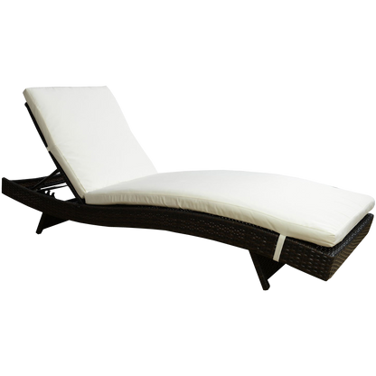 Outsunny Adjustable PE Rattan Wicker Patio Chaise Lounge Chair