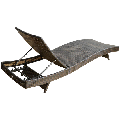 Outsunny Adjustable PE Rattan Wicker Patio Chaise Lounge Chair